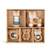 5 in 1, Baby Fox & Sloth Rattle Gift Set (Blue) - GUANYI