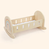 Wooden toy doll rocking cradle with rainbow by Guanyi Toys