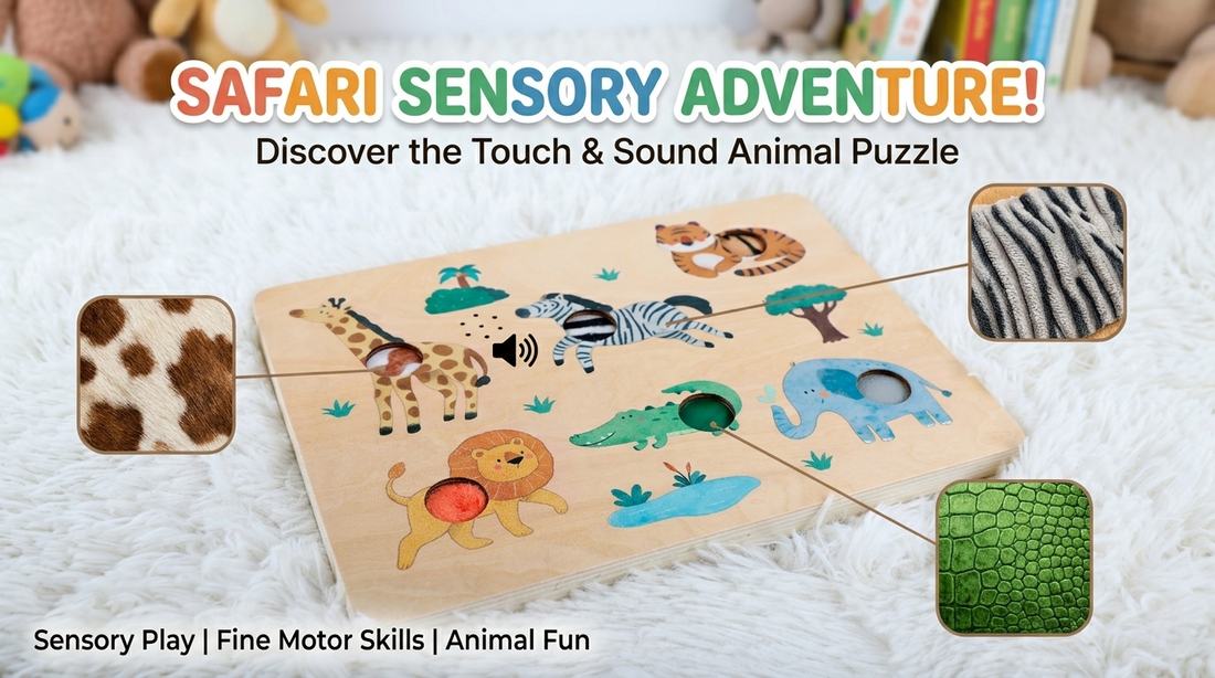 Safari Animal Touch Sound Puzzles for Toddler Sensory Play with multi-texture features