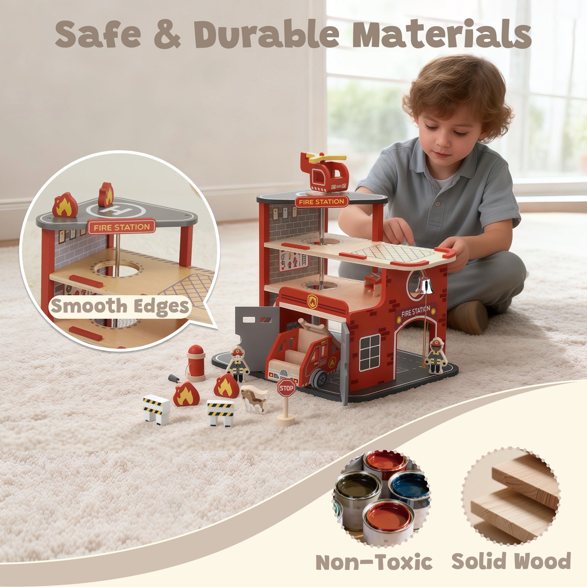 Guanyi Toys Fire Station Playset - Role Play Toy for Kids - Firefighter Set with Accessories - product view