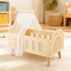Baby Doll Bed with Curtain - Premium Play Set with Curtains & Bedding for Kids