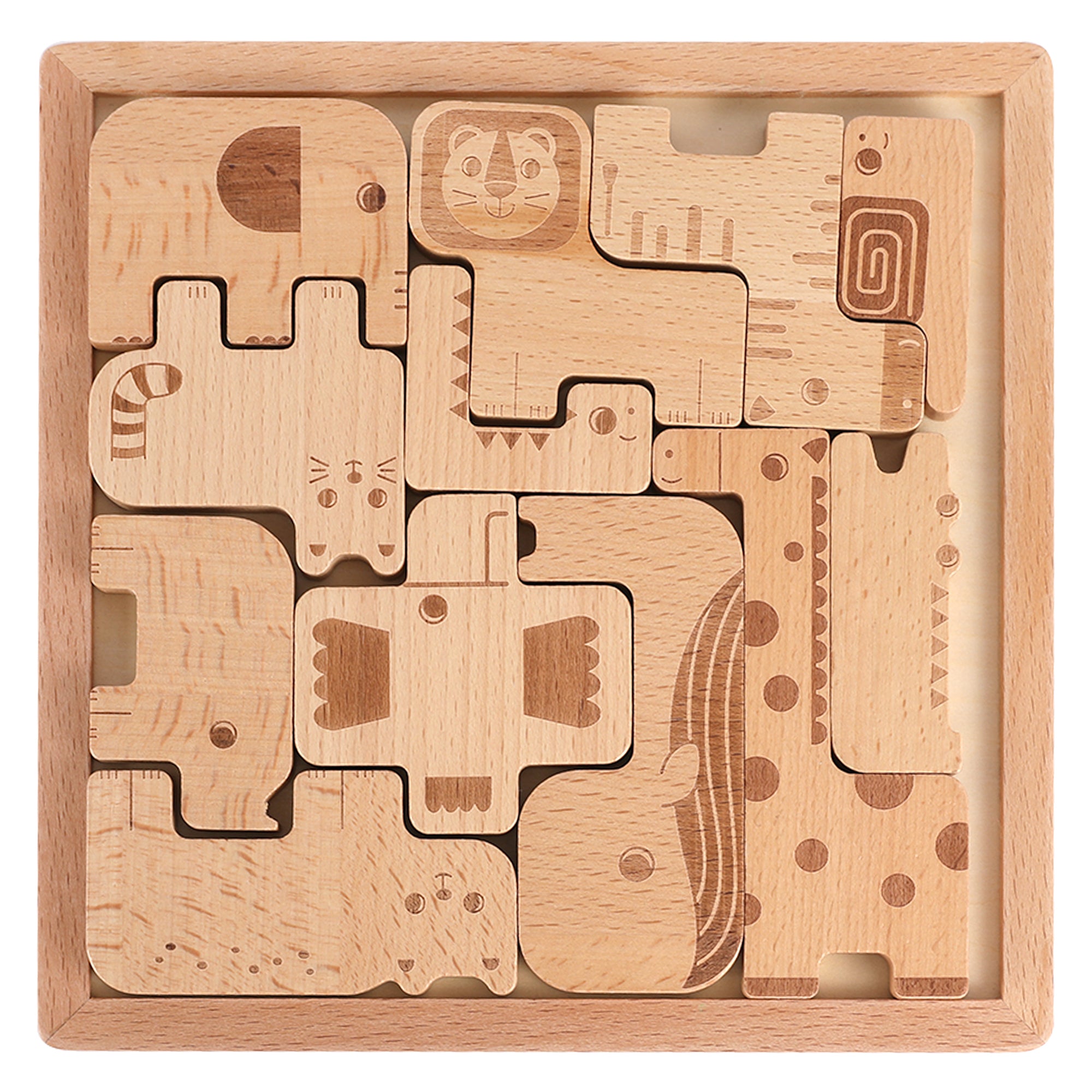 2 in 1，Safari Animal Puzzle & Stack