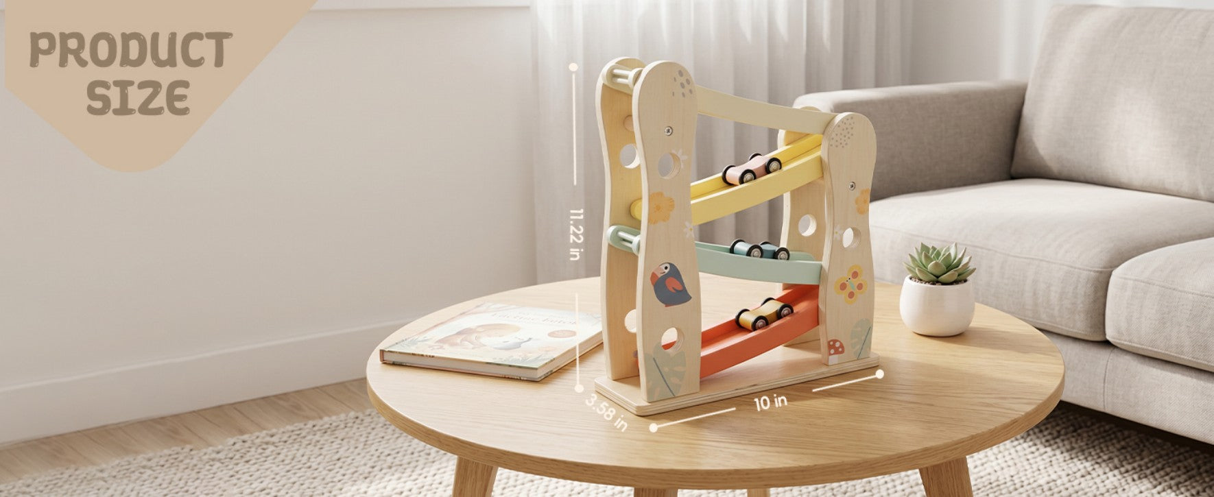 Wooden toddler car ramp racer toy dimensions by Guanyi Toys