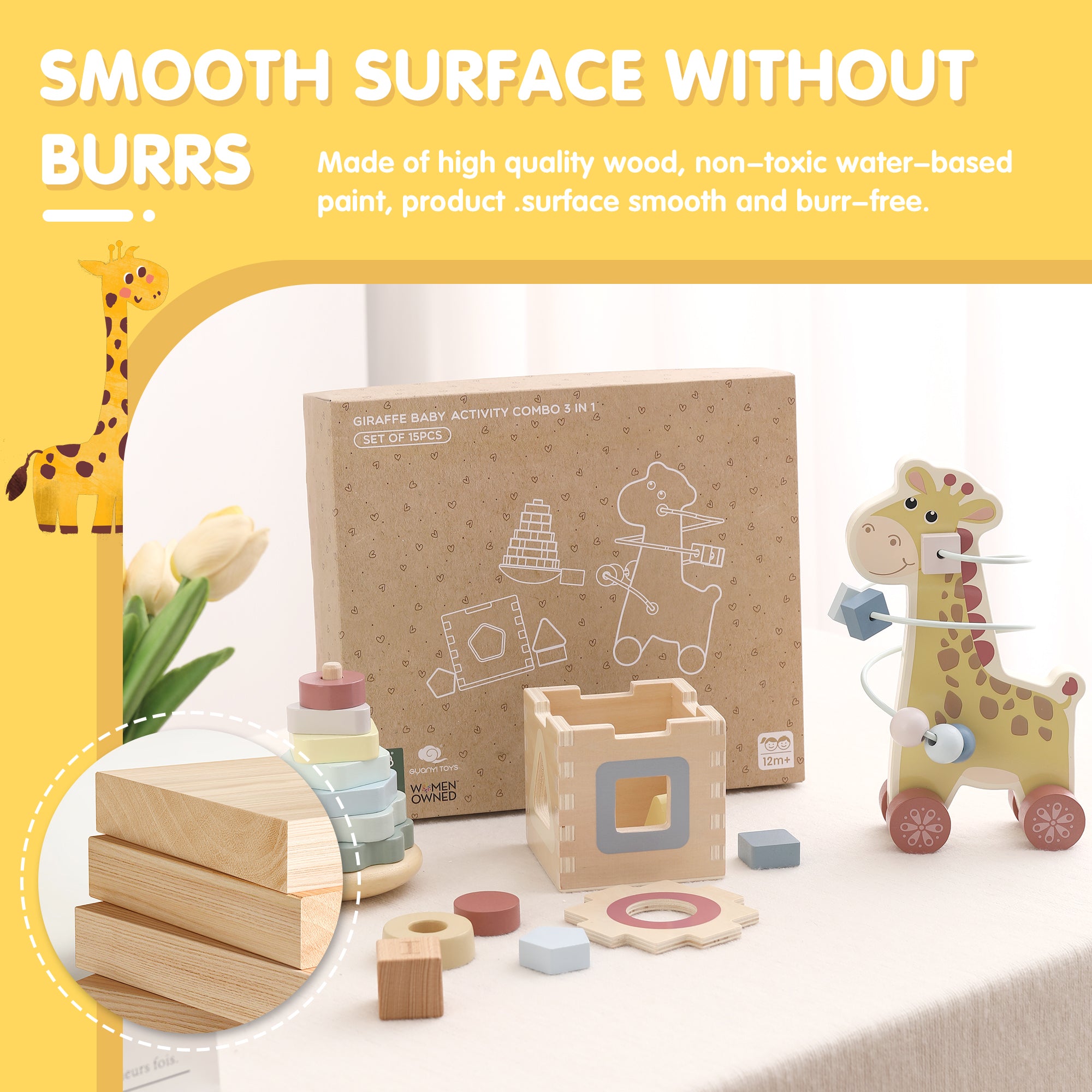 3 in 1, Giraffe Baby Gift Set