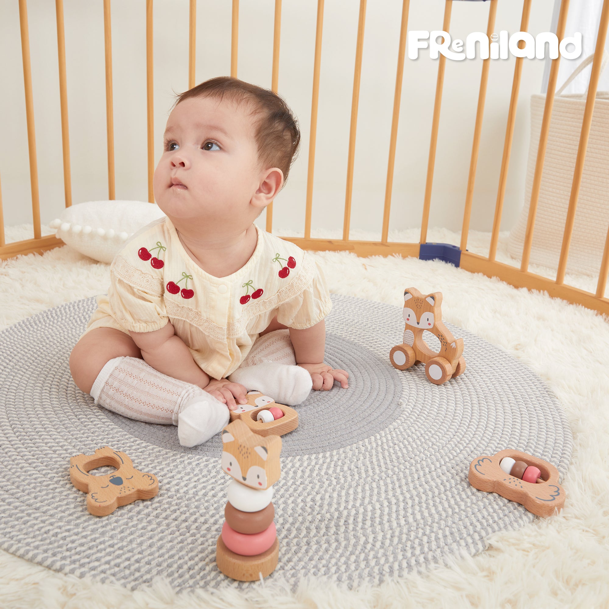 5 in 1, Baby Fox & Sloth Rattle Gift Set (Pink)