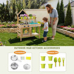 Kids wooden outdoor mud kitchen with accessories by Guanyi Toys