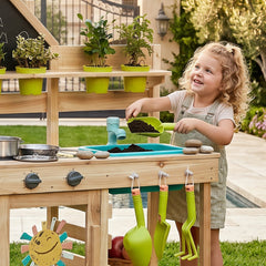 Mud Kitchen for Kids - 16 Piece Wooden Outdoor Sensory Play Set