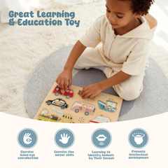 Vehicles Sound Puzzle - Educational Sound Puzzle Toys for Kids 18M+