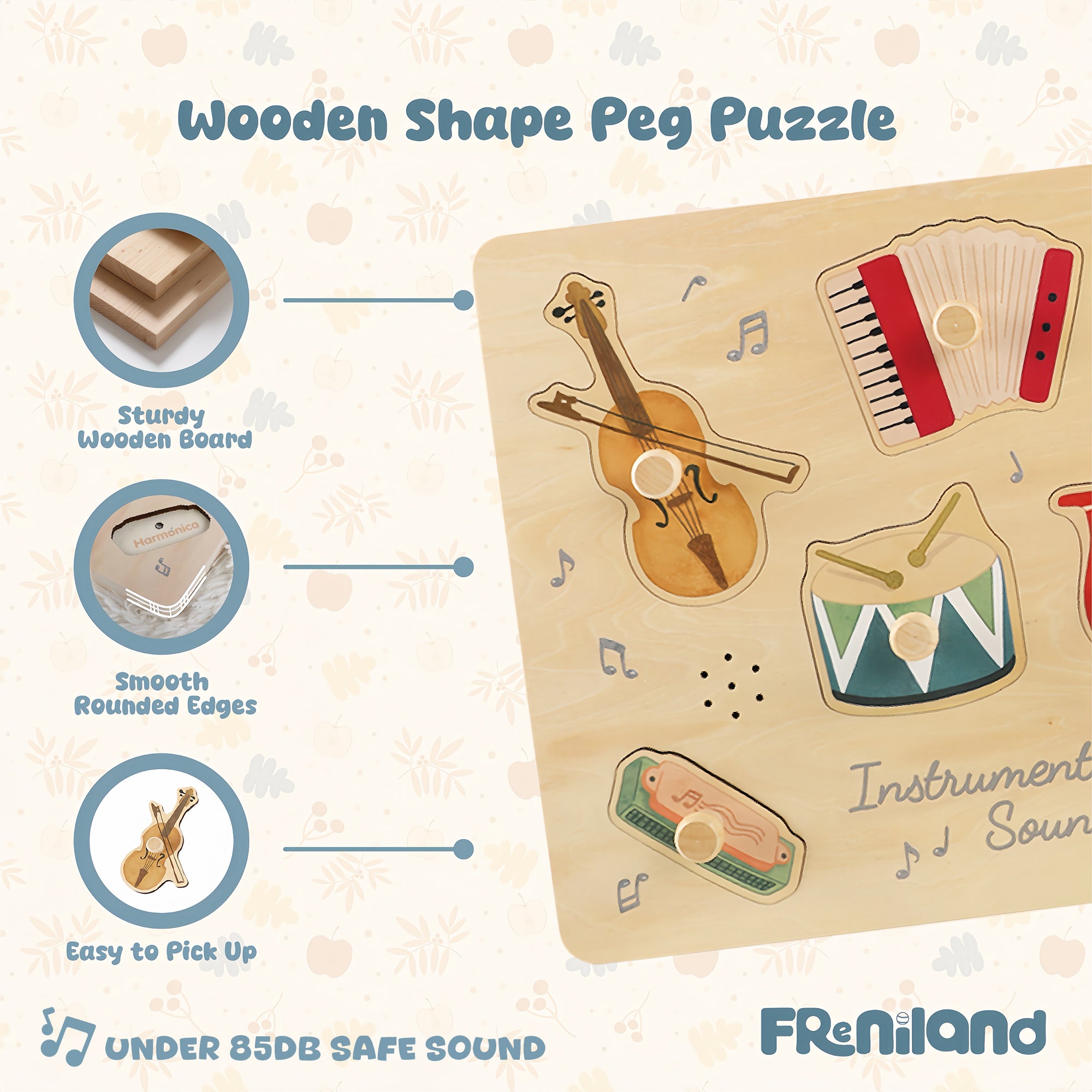 Musical Instruments Works Puzzle Wooden Music Instruments Sound Puzzle - Realistic Audio Educational Toy ...