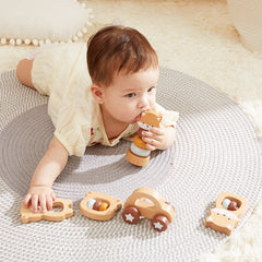 5 in 1, Baby Fox & Bear Rattle Play Set (Brown) - GUANYI