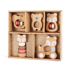 5 in 1, Baby Fox & Sloth Rattle Gift Set (Pink) - GUANYI