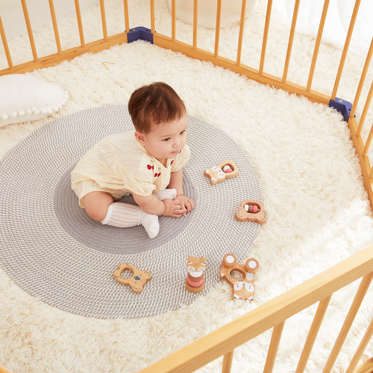 5 in 1, Baby Fox & Sloth Rattle Gift Set (Pink) - GUANYI