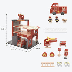 Fire Station Playset - Role Play Toy for Kids - Firefighter Set with Accessories