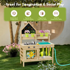 Kids wooden outdoor mud kitchen toy set with sink by Guanyi Toys