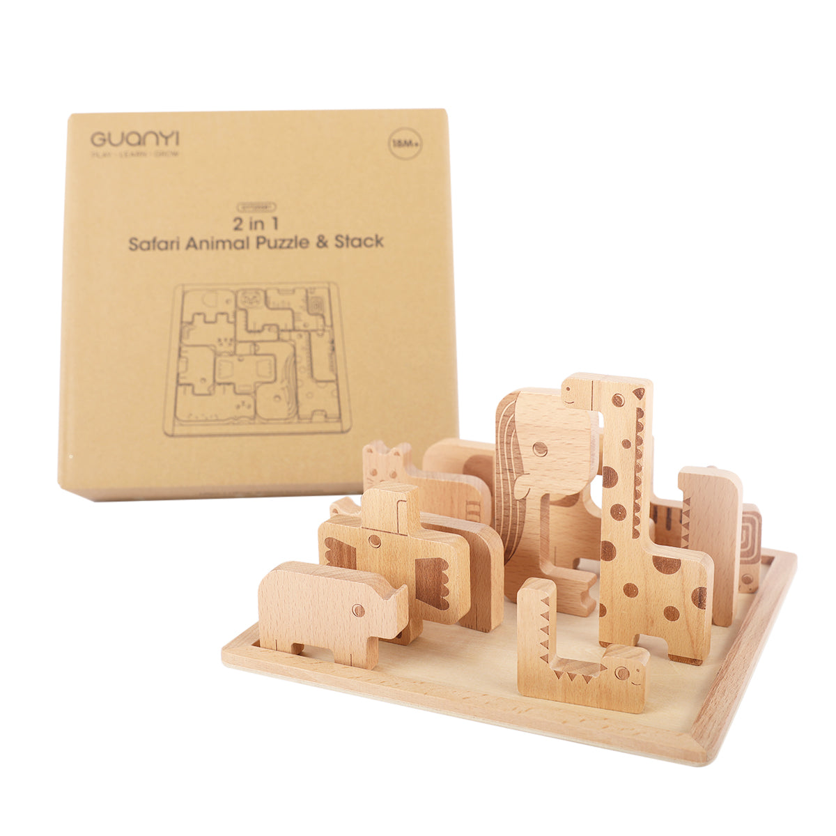 2 in 1，Safari Animal Puzzle & Stack - GUANYI